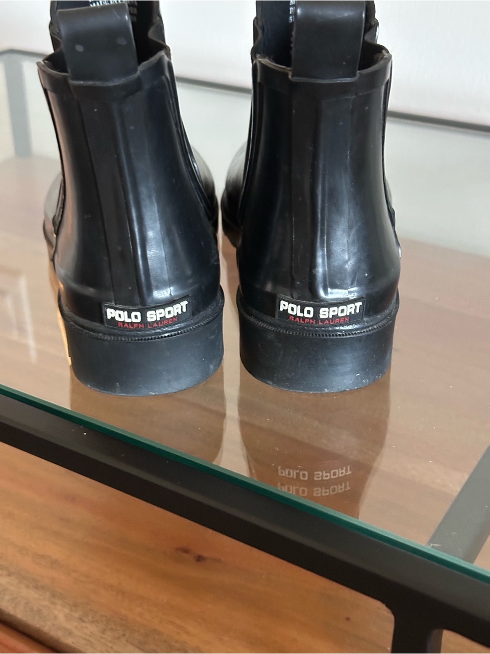 Polo Sport Ralph Lauren Women’s Black Rubber Chelsea Rain Boots Size 9B - Picture 7 of 8